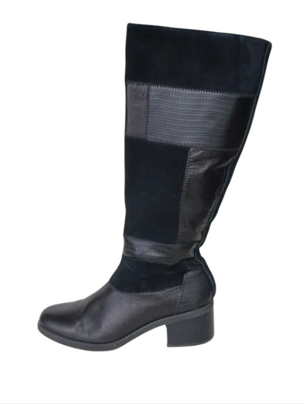 Clarks Boots Women's 8.5 Black Leather Patchwork Knee High Boots